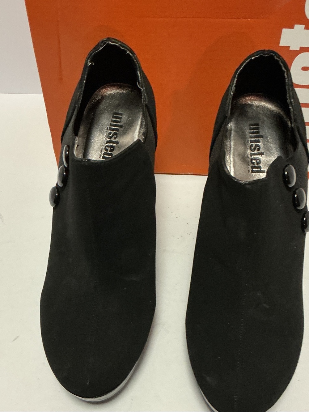 Unlisted by Kenneth Cole Black Suede Heeled Booties
